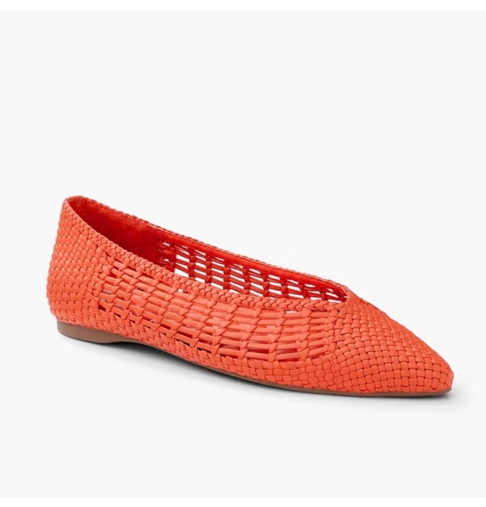 Birdies The Goldfinch Woven Flats Tiger Lily Orange Pointed Toe Sz 8.5